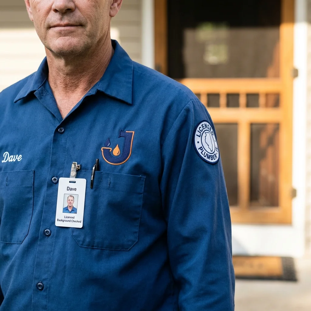 Licensed plumber showing ID badge in Ocean City, MD