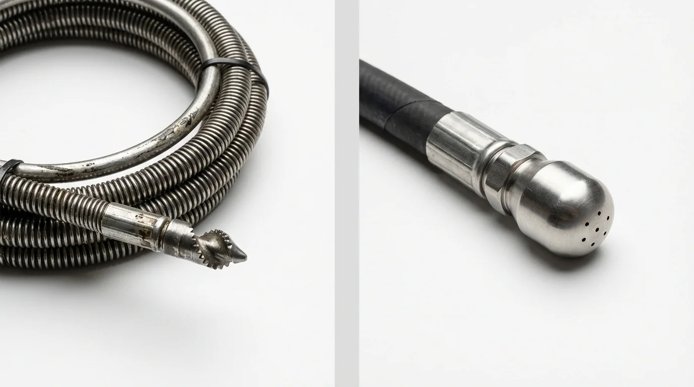 Drain snake cable and hydro jetting nozzle used for drain cleaning in Ocean City, MD