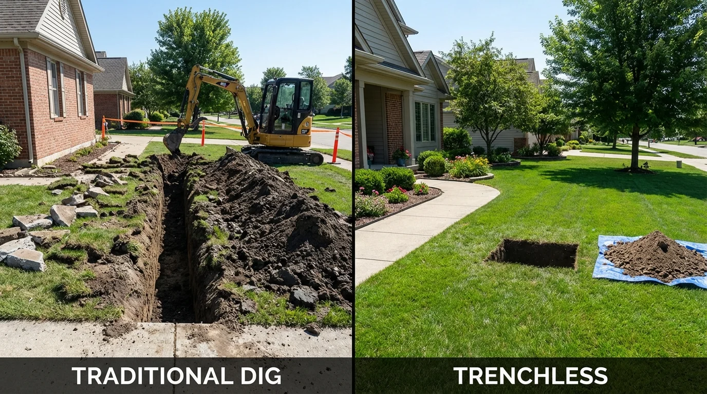 Trenchless sewer repair with minimal yard damage versus traditional excavation in Ocean City, MD